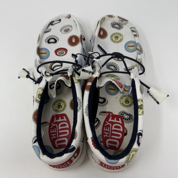 Hey Dude Wally Mens 9 White Spring Break Beer Bash Alcohol Slip On Loafer NEW - Picture 4 of 8